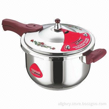 Pressure Cooker with Stainless Steel and Glass Lid, Made of 201/304 Stainless Steel